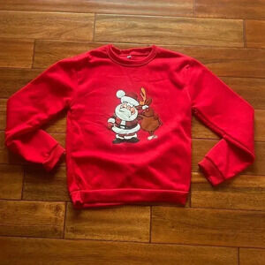Santa Claus/Rudolph, crew neck red sweatshirt size large